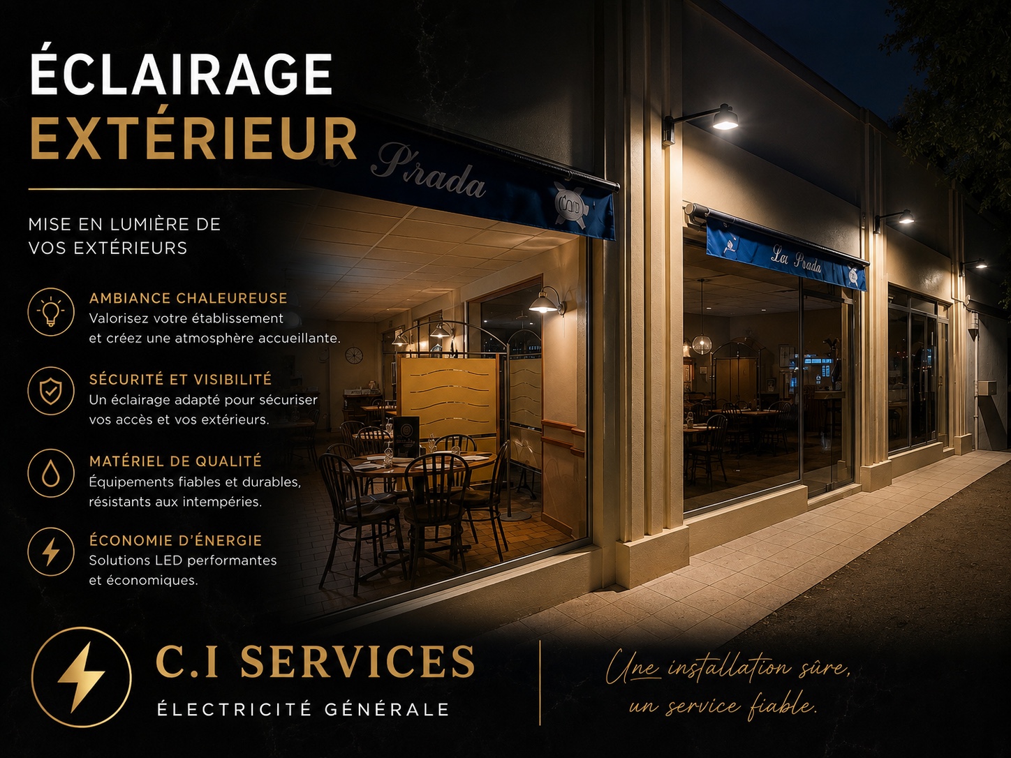 Installation d'éclairage extérieur par C.I Services